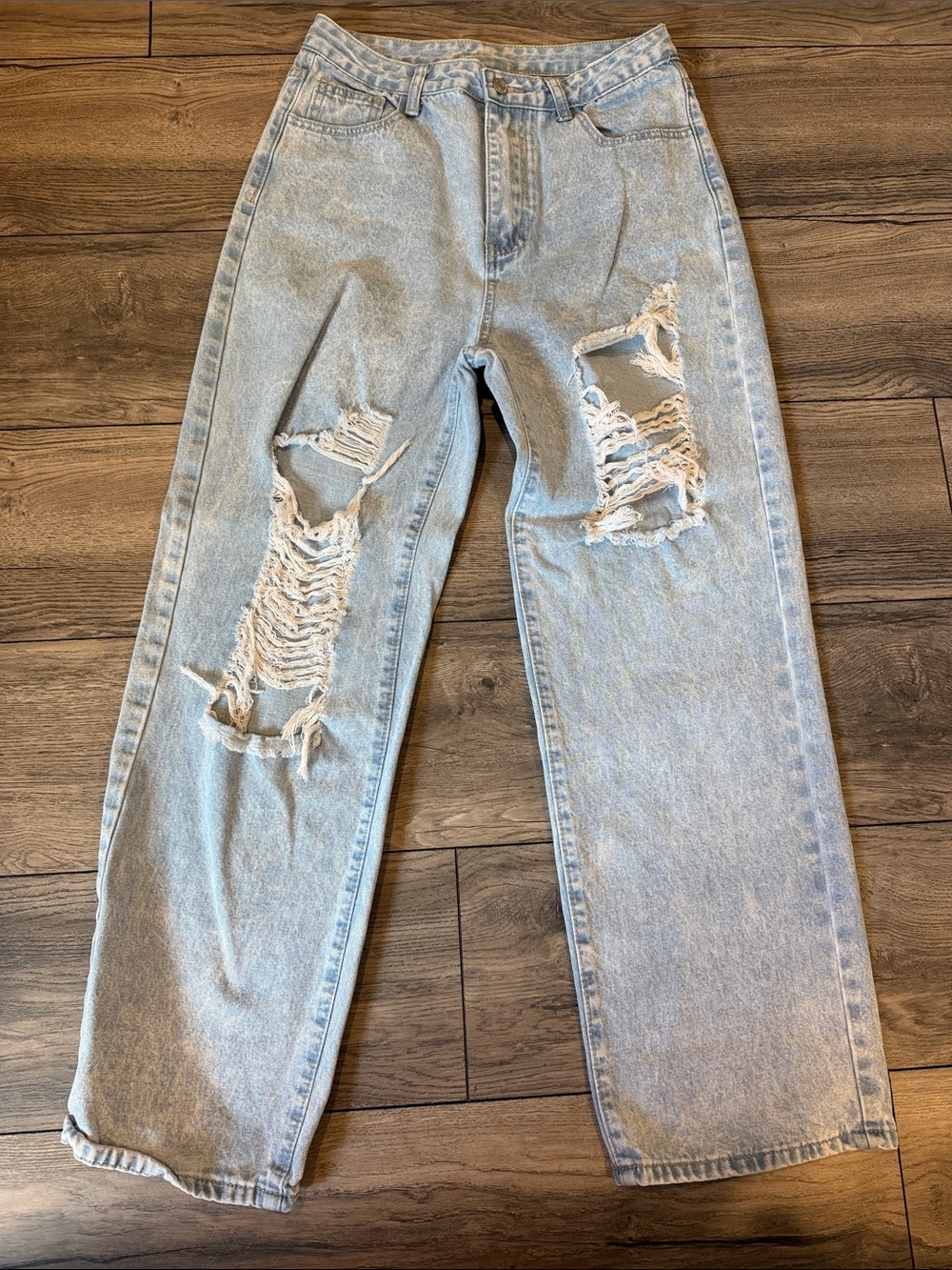 Light Wash Distressed Ripped Denim Jeans